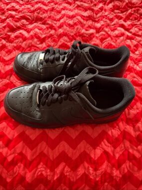 Black Nike AF1 Air Force 1  Athletic Sneakers - Classic Low-Top